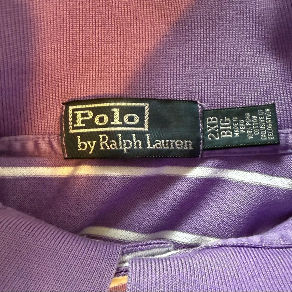 Ralph Lauren Lavender Striped Polo, 100% Cotton, Size 2XB